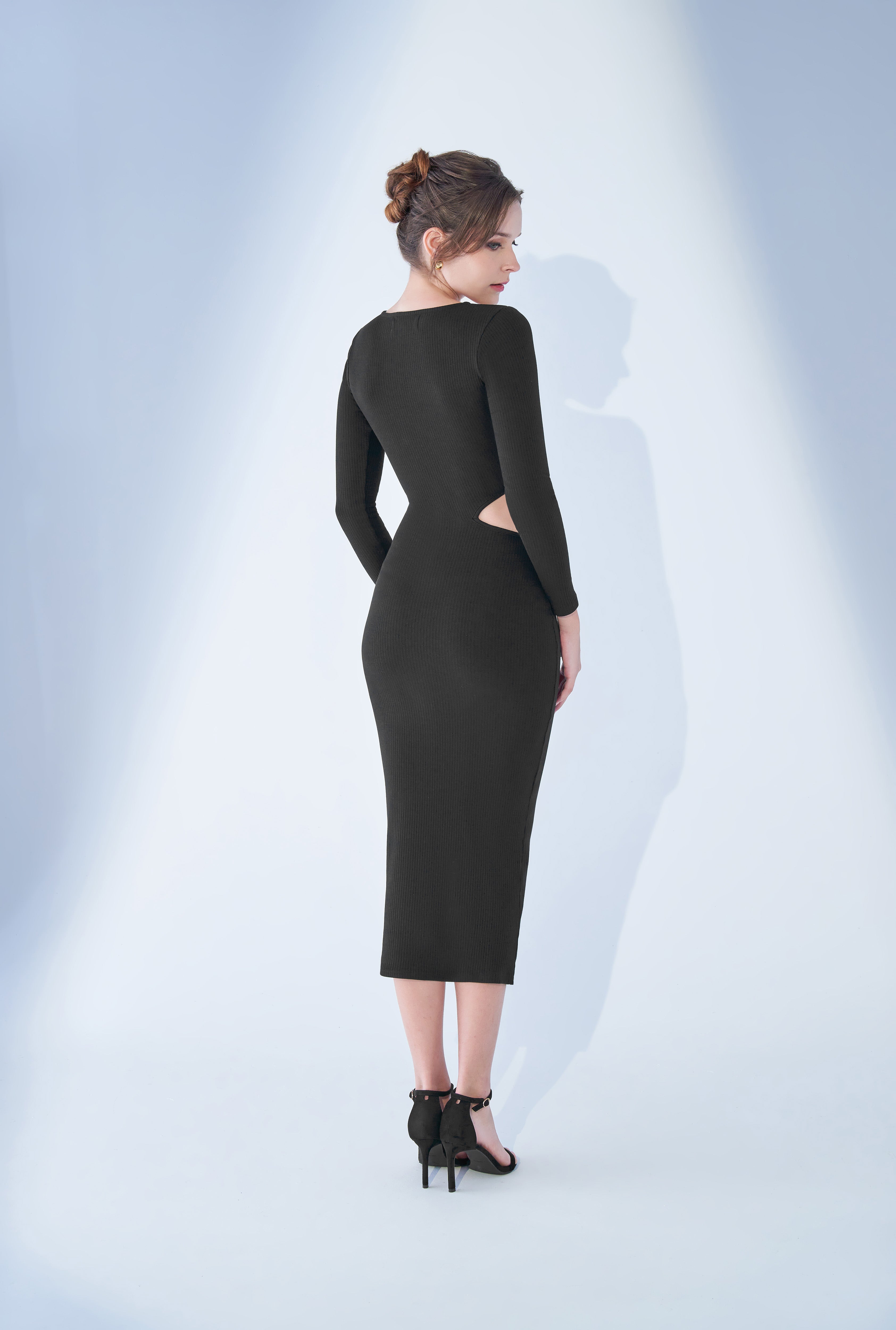 Hana Side Cut Out Knit Dress in Black