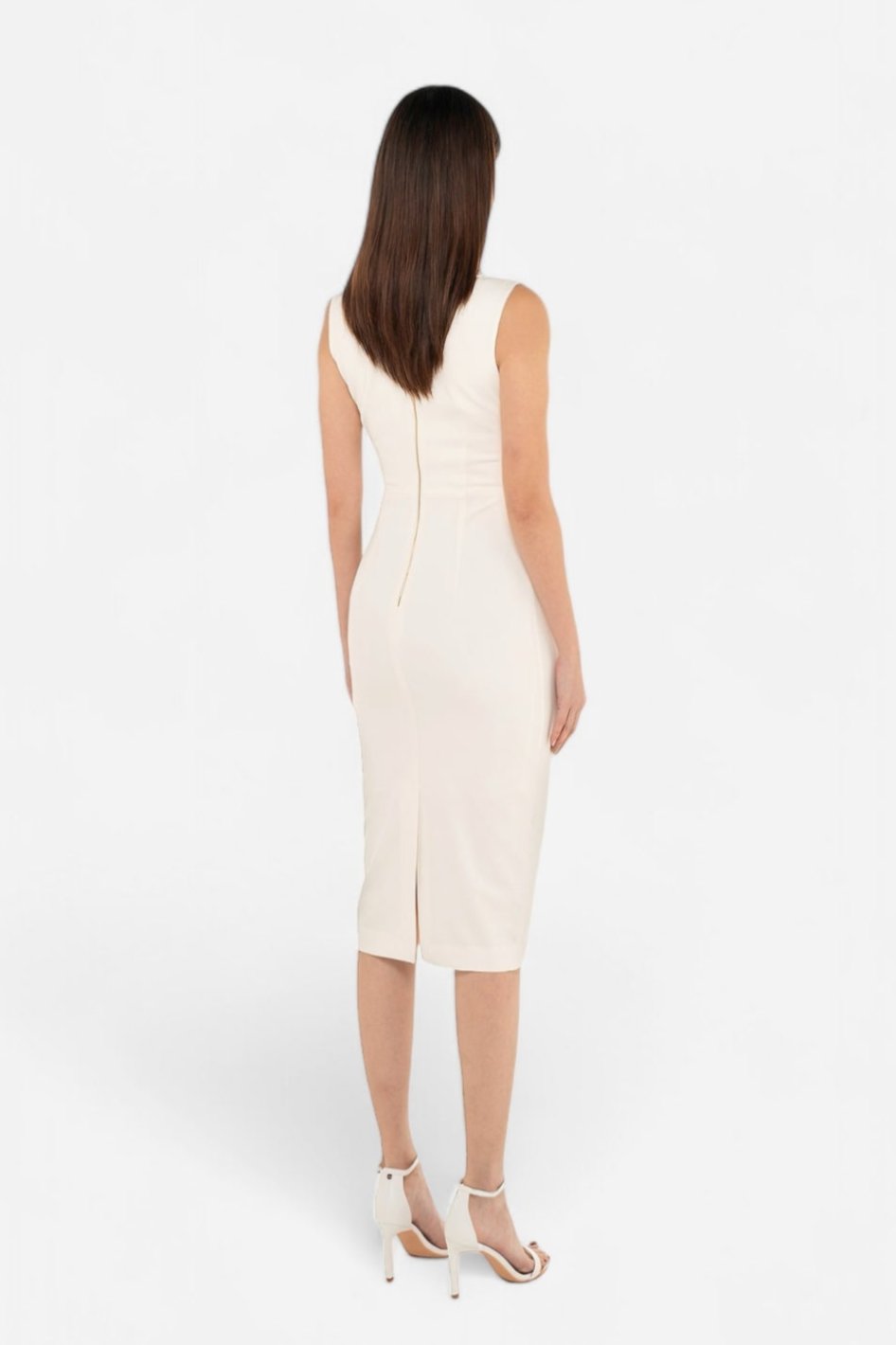 Emilia Sleeveless Blazer Fitted Dress in White